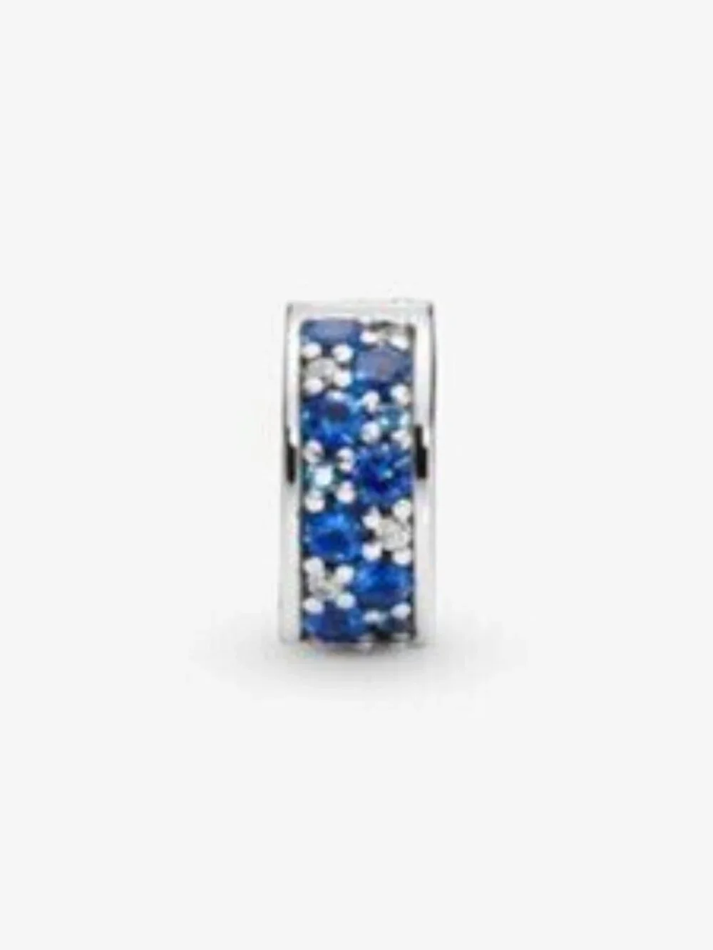 Pandora Silver Spacer Charm with Blue Cubic Zirconia
